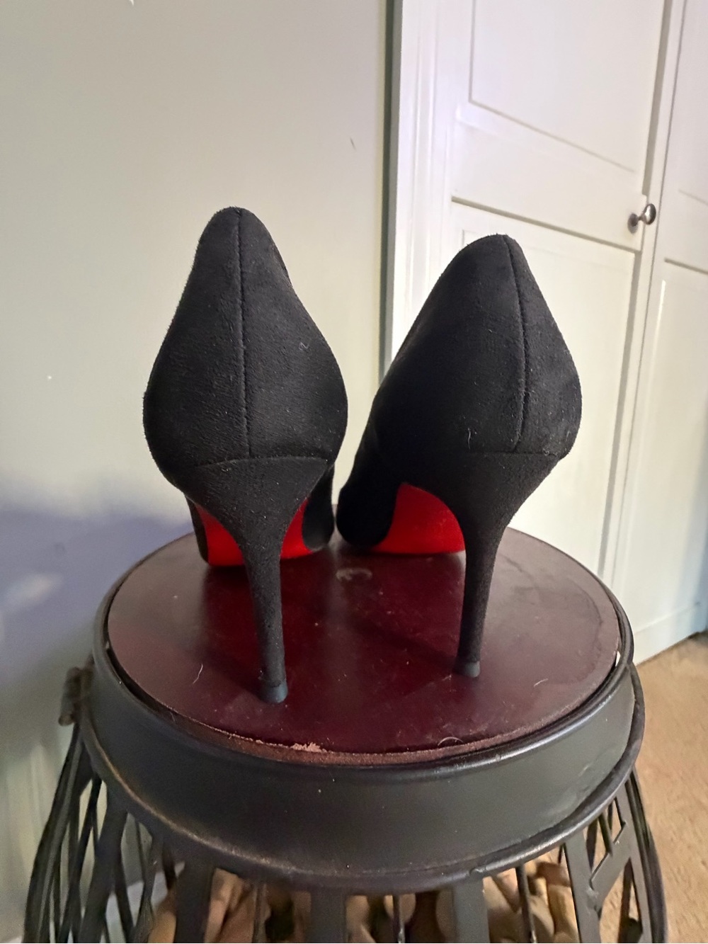 Black Suede red sole High Heel Pumps - Women's Dress Heels